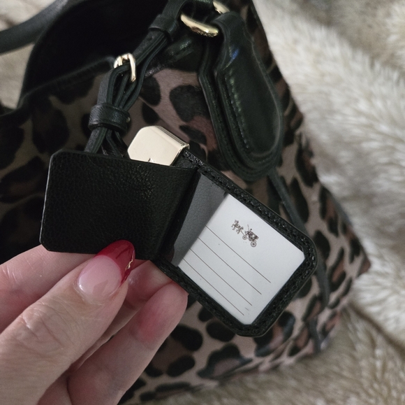 COACH Large Edie Ocelot Leopard Print Haircalf Leather Shoulder Bag 33605 $1200 - Picture 9 of 10